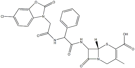 7-[[Phenyl[[[(6-chloro-2,3-dihydro-2-oxobenzoxazol)-3-yl]acetyl]amino]acetyl]amino]-3-methylcepham-3-ene-4-carboxylic acid Structure