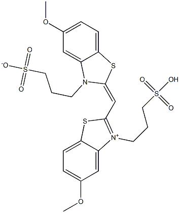 3-[[5-Methoxy-2-[[5-methoxy-3-(3-sulfonatopropyl)benzothiazol-2(3H)-ylidene]methyl]benzothiazol-3-ium]-3-yl]propane-1-sulfonic acid 结构式