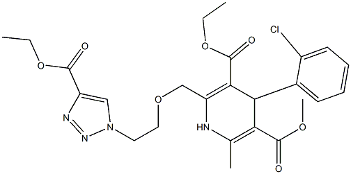 4-(2-クロロフェニル)-1,4-ジヒドロ-2-[2-(4-エトキシカルボニル-1H-1,2,3-トリアゾール-1-イル)エトキシメチル]-6-メチルピリジン-3,5-ジカルボン酸3-エチル5-メチル 化学構造式