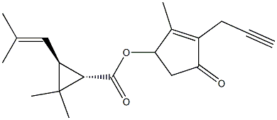 (1S,3S)-2,2-ジメチル-3-(2-メチル-1-プロペニル)シクロプロパンカルボン酸2-メチル-4-オキソ-3-(2-プロピニル)-2-シクロペンテン-1-イル 化学構造式