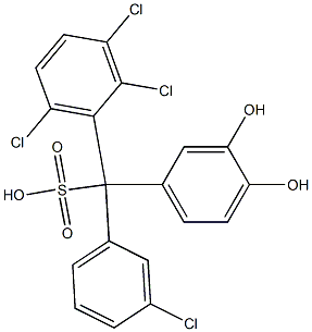 (3-クロロフェニル)(2,3,6-トリクロロフェニル)(3,4-ジヒドロキシフェニル)メタンスルホン酸 化学構造式