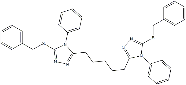 5,5'-(1,5-Pentanediyl)bis[4-(phenyl)-3-benzylthio-4H-1,2,4-triazole] 结构式