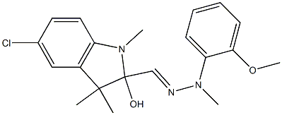 5-Chloro-1,3,3-trimethyl-2-[2-(2-methoxyphenyl)-2-methylhydrazonomethyl]indolin-2-ol,,结构式