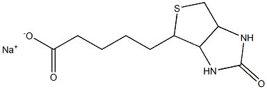 5-(3-オキソ-7-チア-2,4-ジアザビシクロ[3.3.0]オクタン-6-イル)吉草酸ナトリウム 化学構造式