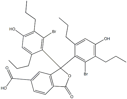 1,1-ビス(6-ブロモ-4-ヒドロキシ-2,5-ジプロピルフェニル)-1,3-ジヒドロ-3-オキソイソベンゾフラン-6-カルボン酸 化学構造式