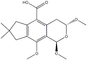 (1R,3R)-1,3,4,6,7,8-Hexahydro-1,3,9-trimethoxy-7,7-dimethylcyclopenta[g]-2-benzopyran-5-carboxylic acid 结构式