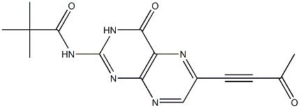 N-[[3,4-ジヒドロ-4-オキソ-6-[3-オキソ-1-ブチニル]プテリジン]-2-イル]-2,2-ジメチルプロパンアミド 化学構造式