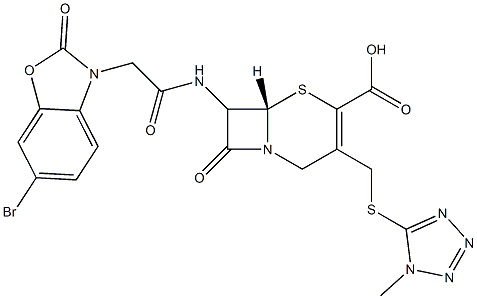 7-[[[(6-Bromo-2,3-dihydro-2-oxobenzoxazol)-3-yl]acetyl]amino]-3-[[(1-methyl-1H-tetrazol-5-yl)thio]methyl]cepham-3-ene-4-carboxylic acid Struktur
