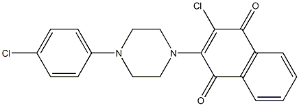 3-クロロ-2-[4-(4-クロロフェニル)ピペラジノ]-1,4-ナフトキノン 化学構造式