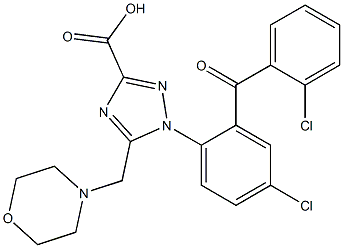 1-[4-クロロ-2-(2-クロロベンゾイル)フェニル]-5-モルホリノメチル-1H-1,2,4-トリアゾール-3-カルボン酸 化学構造式