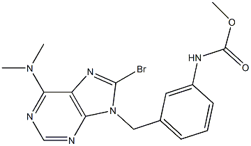 6-Dimethylamino-8-bromo-9-(3-methoxycarbonylaminobenzyl)-9H-purine,,结构式