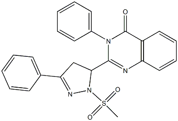 3-Phenyl-2-[(3-phenyl-4,5-dihydro-1-methylsulfonyl-1H-pyrazol)-5-yl]quinazolin-4(3H)-one Structure