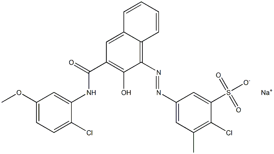 2-クロロ-3-メチル-5-[[3-[[(2-クロロ-5-メトキシフェニル)アミノ]カルボニル]-2-ヒドロキシ-1-ナフチル]アゾ]ベンゼンスルホン酸ナトリウム 化学構造式