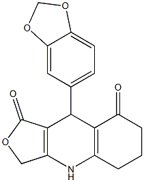 3,4,5,6,7,9-Hexahydro-9-(1,3-benzodioxol-5-yl)furo[3,4-b]quinoline-1,8-dione,,结构式