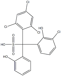 (3-クロロ-2-ヒドロキシフェニル)(2,4,6-トリクロロフェニル)(2-ヒドロキシフェニル)メタンスルホン酸 化学構造式