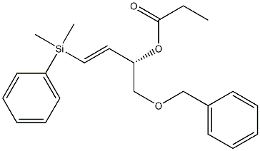 Propanoic acid (E,S)-1-[dimethyl(phenyl)silyl]-4-(benzyloxy)-1-buten-3-yl ester 结构式