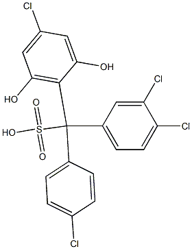 (4-クロロフェニル)(3,4-ジクロロフェニル)(4-クロロ-2,6-ジヒドロキシフェニル)メタンスルホン酸 化学構造式