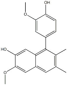 1-(3-メトキシ-4-ヒドロキシフェニル)-2,3-ジメチル-6-メトキシナフタレン-7-オール 化学構造式