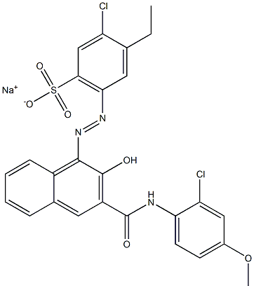 3-Chloro-4-ethyl-6-[[3-[[(2-chloro-4-methoxyphenyl)amino]carbonyl]-2-hydroxy-1-naphtyl]azo]benzenesulfonic acid sodium salt Structure