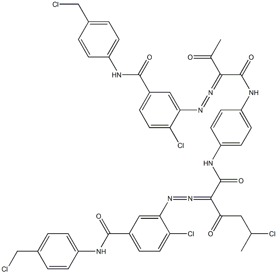 3,3'-[2-(1-Chloroethyl)-1,4-phenylenebis[iminocarbonyl(acetylmethylene)azo]]bis[N-[4-(chloromethyl)phenyl]-4-chlorobenzamide] Structure