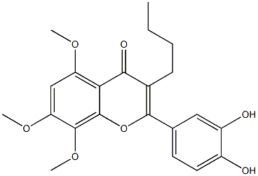 2-(3,4-Dihydroxyphenyl)-5,7,8-trimethoxy-3-butyl-4H-1-benzopyran-4-one,,结构式