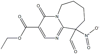 10-Formyl-4,6,7,8,9,10-hexahydro-10-nitro-4-oxopyrimido[1,2-a]azepine-3-carboxylic acid ethyl ester 结构式