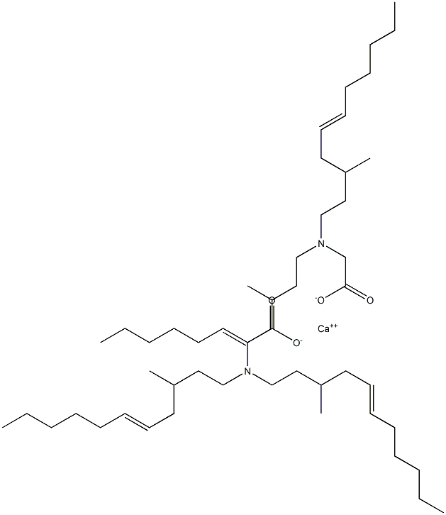 ビス[N,N-ビス(3-メチル-5-ウンデセニル)グリシン]カルシウム 化学構造式
