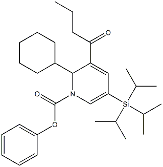 3-Butyryl-1,2-dihydro-5-(triisopropylsilyl)-2-cyclohexylpyridine-1-carboxylic acid phenyl ester