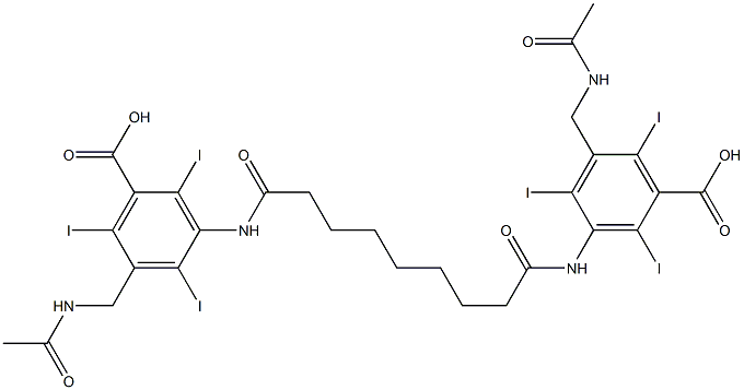 3,3'-(Azelaoyldiimino)bis[5-(acetylaminomethyl)-2,4,6-triiodobenzoic acid],,结构式