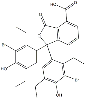 1,1-ビス(3-ブロモ-2,5-ジエチル-4-ヒドロキシフェニル)-1,3-ジヒドロ-3-オキソイソベンゾフラン-4-カルボン酸 化学構造式