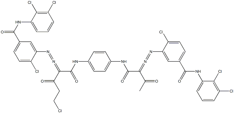 3,3'-[2-(クロロメチル)-1,4-フェニレンビス[イミノカルボニル(アセチルメチレン)アゾ]]ビス[N-(2,3-ジクロロフェニル)-4-クロロベンズアミド] 化学構造式
