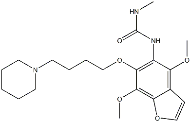 1-[4,7-Dimethoxy-6-(4-piperidinobutoxy)benzofuran-5-yl]-3-methylurea,,结构式