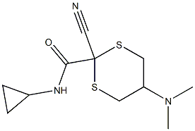 2-Cyano-5-(dimethylamino)-N-cyclopropyl-1,3-dithiane-2-carboxamide,,结构式