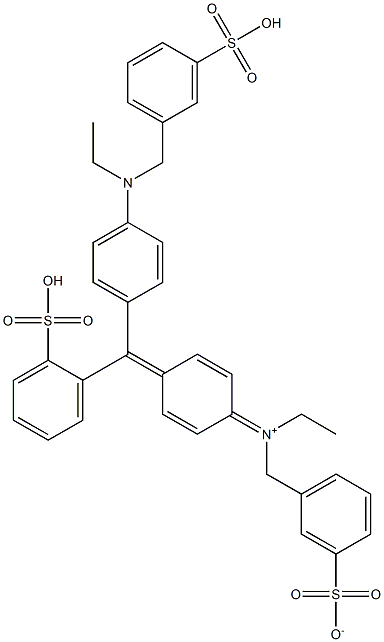 N-Ethyl-N-[4-[[4-[ethyl[(3-sulfophenyl)methyl]amino]phenyl](2-sulfophenyl)methylene]-2,5-cyclohexadien-1-ylidene]-3-sulfonatobenzenemethanaminium 结构式