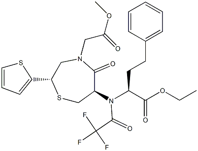 [[[2S,6R]-6-[N-[Trifluoromethylcarbonyl]-N-[(S)-1-(ethoxycarbonyl)-3-phenylpropyl]amino]hexahydro-5-oxo-2-(2-thienyl)-1,4-thiazepin]-4-yl]acetic acid methyl ester|