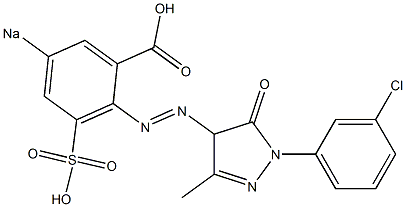 2-[1-(m-クロロフェニル)-3-メチル-5-オキソ-2-ピラゾリン-4-イルアゾ]-5-ソジオスルホ安息香酸 化学構造式
