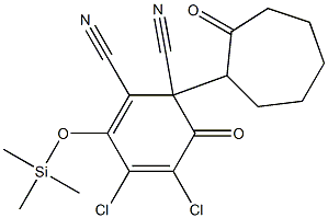 2,3-Dichloro-5,6-dicyano-4-(trimethylsilyloxy)-6-(2-oxocycloheptyl)-2,4-cyclohexadien-1-one Structure