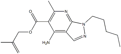 1-ペンチル-4-アミノ-6-メチル-1H-ピラゾロ[3,4-b]ピリジン-5-カルボン酸2-メチル-2-プロペニル 化学構造式