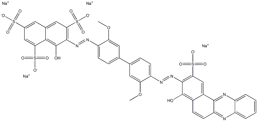 1-Hydroxy-2-[[3,3'-dimethoxy-4'-[(4-hydroxy-2-sulfobenzo[a]phenazin-3-yl)azo]-4-biphenylyl]azo]naphthalene-3,6,8-trisulfonic acid tetrasodium salt 结构式