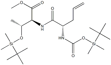 (2S,3R)-2-[[(2S)-2-[(tert-Butyldimethylsilyl)oxycarbonylamino]-4-pentenoyl]amino]-3-[(tert-butyldimethylsilyl)oxy]butyric acid methyl ester Structure