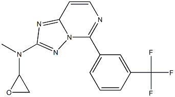 2-(オキシラン-2-イルメチルアミノ)-5-[3-トリフルオロメチルフェニル][1,2,4]トリアゾロ[1,5-c]ピリミジン 化学構造式