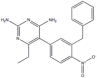 5-(3-ベンジル-4-ニトロフェニル)-6-エチルピリミジン-2,4-ジアミン 化学構造式