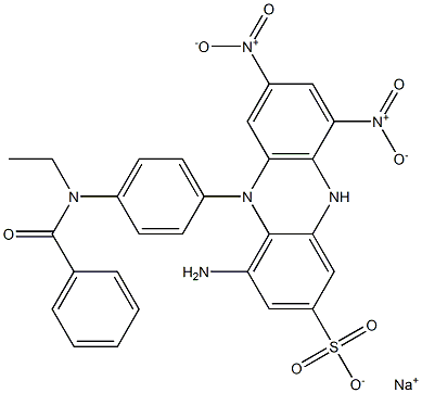 4-Amino-5-[4-(N-ethyl-N-benzoylamino)phenyl]-7,9-dinitro-5,10-dihydrophenazine-2-sulfonic acid sodium salt Struktur