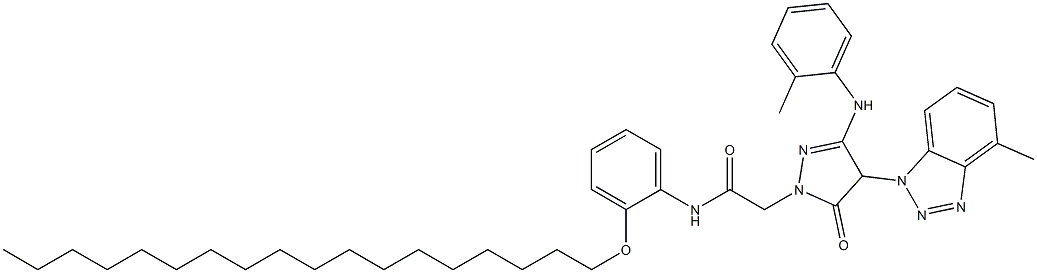 1-[N-(2-Octadecyloxyphenyl)carbamoylmethyl]-3-(2-methylanilino)-4-(methyl-1-benzotriazolyl)-5-oxo-2-pyrazoline Struktur