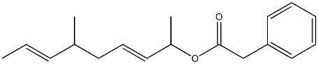 フェニル酢酸1,5-ジメチル-2,6-オクタジエニル 化学構造式
