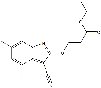 3-[(3-Cyano-4,6-dimethylpyrazolo[1,5-a]pyridin-2-yl)thio]propionic acid ethyl ester Structure