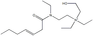 2-[N-Ethyl-N-(3-heptenoyl)amino]-N,N-diethyl-N-(2-hydroxyethyl)ethanaminium Struktur