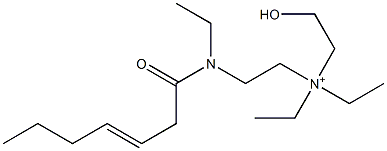 2-[N-Ethyl-N-(3-heptenoyl)amino]-N,N-diethyl-N-(2-hydroxyethyl)ethanaminium,,结构式