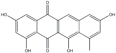1,3,8,11-テトラヒドロキシ-10-メチル-5,12-ナフタセンジオン 化学構造式