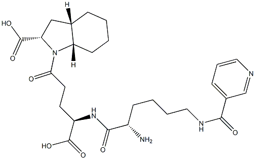 (2S,3aS,7aS)-Octahydro-1-[(4R)-4-[[(2S)-2-amino-6-(3-pyridinylcarbonylamino)hexanoyl]amino]-4-carboxybutyryl]-1H-indole-2-carboxylic acid Structure